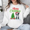 Boston Terrier Christmas Tree Lights Xmas Dog Lover Unisex Sweatshirt, Boston Terrier Christmas Gifts, funny design