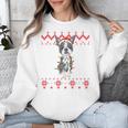 Boston Terrier Dog Santa Hat Men Kids Ugly Christmas Light Unisex Sweatshirt, Boston Terrier Christmas Gifts, funny design