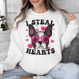 Boston Terrier Heart Glasses Girls Bostie Valentines Day Unisex Sweatshirt, funny design
