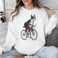 Boston Terrier Riding Bicycle Cute Bostie Biker Raglan Baseball Tee Unisex Sweatshirt, Boston Terrier Riding Gifts, funny design
