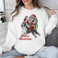 Boston Terrier Santa Claus Hat Merry Christmas Dog X-Mas Unisex Sweatshirt, Boston Terrier Christmas Gifts, funny design