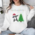 Boston Terrier Santa Hat Dabbing Around The Christmas Tree Unisex Sweatshirt, Boston Terrier Christmas Gifts, funny design