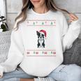 Boston Terrier Wearing Santa Hat Ugly Xmas Dog Lovers Unisex Sweatshirt, funny design