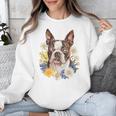 Floral Boston Terrier Unisex Sweatshirt, funny design