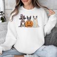 Spooky Ghost Boston Terrier Pumpkin Halloween Dog Lover Unisex Sweatshirt, Boston Terrier Ghost Gifts, Boston Terrier Halloween Gifts, funny design