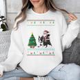 Ugly Christmas Tree Lights Xmas Santa Riding Boston Terrier Unisex Sweatshirt, Boston Terrier Christmas Gifts, Boston Terrier Riding Gifts, funny design