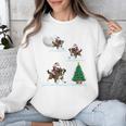 Xmas Lighting Tree Santa Riding Boston Terrier Christmas Unisex Sweatshirt, Boston Terrier Christmas Gifts, Boston Terrier Riding Gifts, funny design