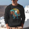 Boston Terrier Dog Riding Dinosaur T Rex Boys Unisex Sweatshirt, Boston Terrier Riding Sweatshirts, funny gift