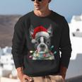 Boston Terrier Santa Christmas Tree Lights Xmas Boys Men Dog Unisex Sweatshirt, Boston Terrier Christmas Sweatshirts, funny gift