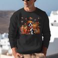 Boston Terrier Thanksgiving Leopard Pumpkins Fall Leaves Unisex Sweatshirt, Boston Terrier Thanksgiving Sweatshirts, funny gift