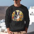Cute Boston Terrier Spring Flower Garden Colorful Puppy Dog Unisex Sweatshirt, funny gift