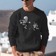 Skeleton Chasing Dog Boston Terrier Halloween Pet Lover Unisex Sweatshirt, Boston Terrier Halloween Sweatshirts, funny gift