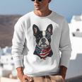 Boston Terrier American Flag Unisex Sweatshirt, American Boston Terrier Sweatshirts, funny gift
