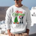 Boston Terrier Christmas Tree Lights Xmas Dog Lover Unisex Sweatshirt, Boston Terrier Christmas Sweatshirts, funny gift