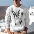 Boston Terrier Dog Raising Paw Idea Men Women Unisex Sweatshirt, funny gift