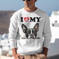 Boston Terrier I Heart My Dog Dog Lover Unisex Sweatshirt, funny gift