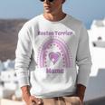 Boston Terrier Mama Cute Rainbow Paw Heart Shape Unisex Sweatshirt, funny gift