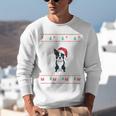 Boston Terrier Wearing Santa Hat Ugly Xmas Dog Lovers Unisex Sweatshirt, funny gift