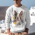 Floral Boston Terrier Unisex Sweatshirt, funny gift