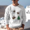 Xmas Lighting Tree Santa Riding Boston Terrier Christmas Unisex Sweatshirt, Boston Terrier Riding Sweatshirts, Boston Terrier Christmas Sweatshirts, funny gift