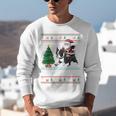 Xmas Tree Lighting Santa Riding Boston Terrier Christmas Unisex Sweatshirt, Boston Terrier Riding Sweatshirts, Boston Terrier Christmas Sweatshirts, funny gift