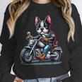 Biker Boston Terrier Dog Riding Motorbike Unisex Sweatshirt, novelty gifts, funny gifts