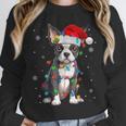 Boston Terrier Christmas Santa Hat Tree Lights Pajama Unisex Sweatshirt, novelty gifts, funny gifts