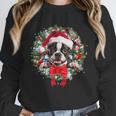 Boston Terrier Christmas Wreath Decoration Xmas Pajamas Unisex Sweatshirt, novelty gifts, funny gifts