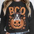 Boston Terrier Costume On Pumpkin Halloween Boston Terrier Unisex Sweatshirt, novelty gifts, funny gifts