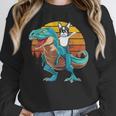 Boston Terrier Dog Riding Dinosaur T Rex Boys Unisex Sweatshirt, novelty gifts, funny gifts