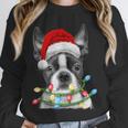 Boston Terrier Dog Santa Christmas Tree Lights Xmas Unisex Sweatshirt, novelty gifts, funny gifts