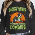 Boston Terrier Halloween Zombie American Gentleman Dog Lover Unisex Sweatshirt, novelty gifts, funny gifts