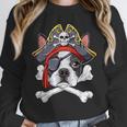 Boston Terrier Pirate T Shirt Jolly Roger Crossbones Skull Unisex Sweatshirt, novelty gifts, funny gifts