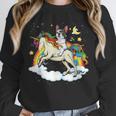 Boston Terrier Riding Unicorn Boys Girls Kids Rainbow Unisex Sweatshirt, novelty gifts, funny gifts
