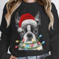 Boston Terrier Santa Christmas Tree Lights Xmas Boys Men Dog Unisex Sweatshirt, novelty gifts, funny gifts