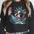 Boston Terrier Selfie Statue Of Liberty 4th Of July American Unisex Sweatshirt, novelty gifts, funny gifts