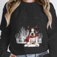 Boston Terrier In The Snow Merry Christmas Winter Unisex Sweatshirt, novelty gifts, funny gifts