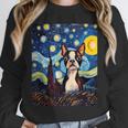 Boston Terrier Starry Night Van Gogh Art Unisex Sweatshirt, novelty gifts, funny gifts