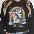Boston Terrier Unicorn Riding Dinosaur T-Rex Girls Rainbow Unisex Sweatshirt, novelty gifts, funny gifts