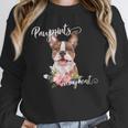 Brown Boston Terrier With Flowers And Feathers Unisex Sweatshirt, novelty gifts, funny gifts
