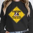 Caution Sign Boston Terrier Dog Bostie Puppy Unisex Sweatshirt, novelty gifts, funny gifts