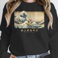 Surfing Boston Terrier Kanagawa Wave Japanese Dog For Men Women Kids Unisex Sweatshirt, novelty gifts, funny gifts