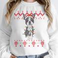 Boston Terrier Dog Santa Hat Men Kids Ugly Christmas Light Unisex Sweatshirt, novelty gifts, funny gifts