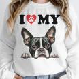 Boston Terrier I Heart My Dog Dog Lover Unisex Sweatshirt, novelty gifts, funny gifts