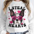 Boston Terrier Heart Glasses Girls Bostie Valentines Day Unisex Sweatshirt, novelty gifts, funny gifts
