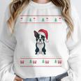 Boston Terrier Wearing Santa Hat Ugly Xmas Dog Lovers Unisex Sweatshirt, novelty gifts, funny gifts