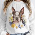 Floral Boston Terrier Unisex Sweatshirt, novelty gifts, funny gifts