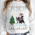Ugly Christmas Tree Lights Xmas Santa Riding Boston Terrier Unisex Sweatshirt, novelty gifts, funny gifts