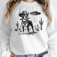Vintage Boston Terrier UFO Western Wild West Dog Mom Dad Unisex Sweatshirt, novelty gifts, funny gifts