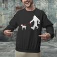 Bigfoot Walking With Bull Terrier Dog Unisex Sweatshirt, gift for family, gift for coworker